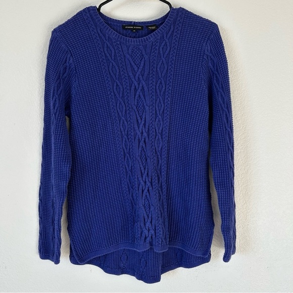 JEANNE PIERRE Sweaters - JEANNE PIERRE 100% Cotton Royal Blue Cable Knit Sweater Women’s Medium